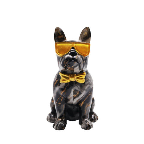 Statue bouldogue avec lunette marbre 25 cm