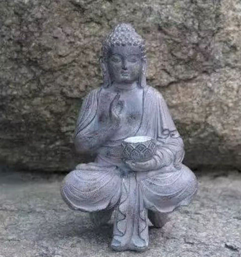 Statue Bouddha en résine pour extérieur 27 cm