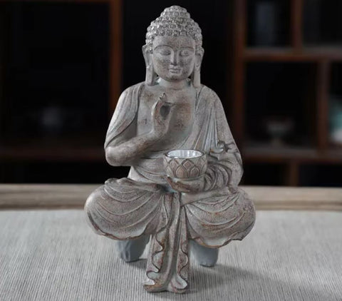 Statue Bouddha en résine pour extérieur 27 cm