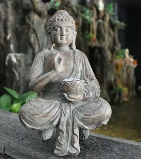 Statue Bouddha en résine pour extérieur 27 cm