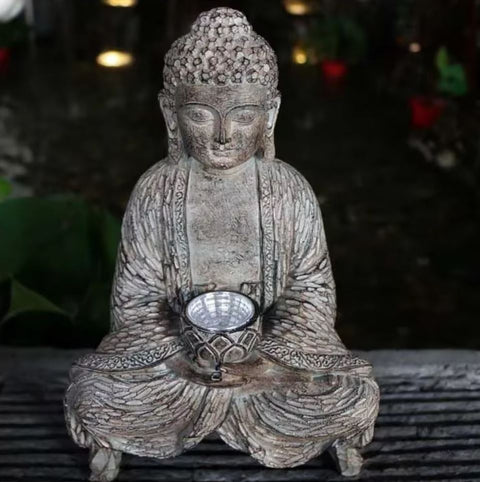 Statue Bouddha zen en résine pour extérieur 27 cm