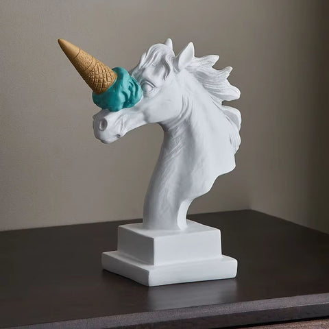 Statue buste cheval licorne (glace) 17 cm