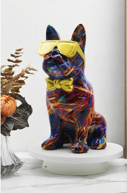 Statue bouldogue avec lunette lazer 25 cm