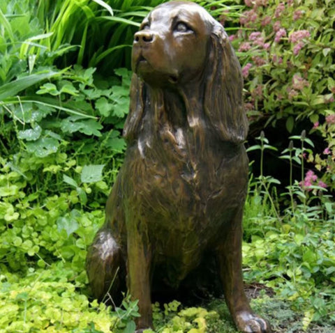 Statue chien épagneul pour jardin 18 cm