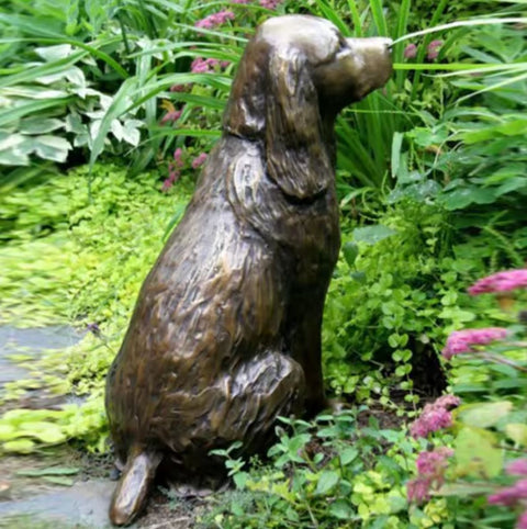 Statue chien épagneul pour jardin 18 cm