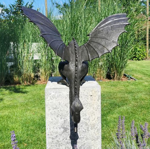 Statue dragon en résine d'extérieur / jardin - compatible fontaine - 30 cm