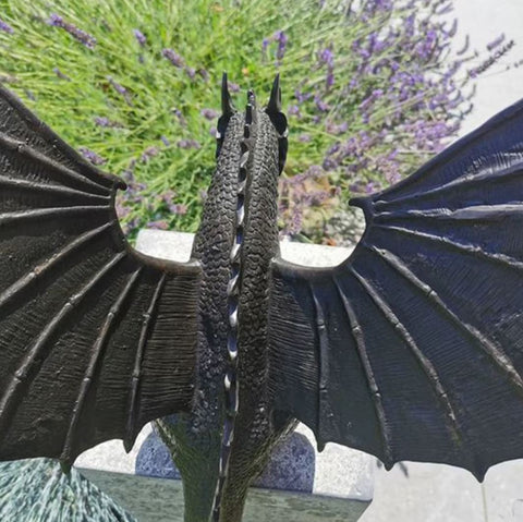 Statue dragon en résine d'extérieur / jardin - compatible fontaine - 30 cm