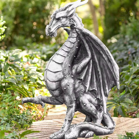 Statue dragon en résine pour extérieur / jardin 20 cm