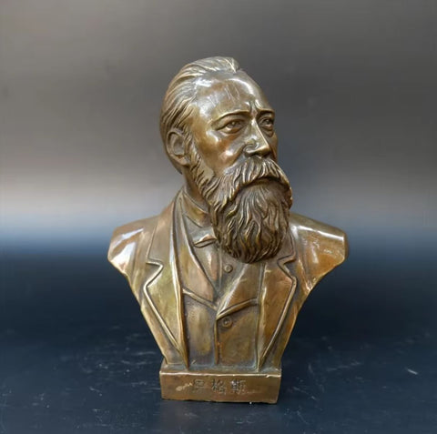 Statue buste Friedrich Engels en Bronze 17 cm