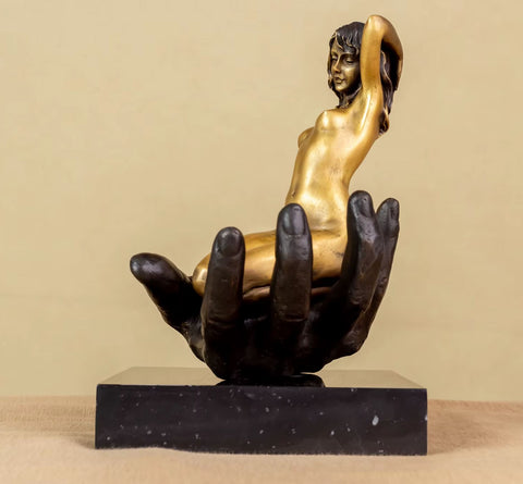 Statue Femme Nue en Bronze sur Socle en Marbre 22 cm