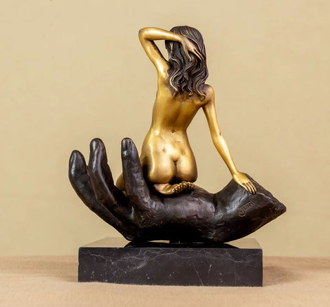 Statue Femme Nue en Bronze sur Socle en Marbre 22 cm