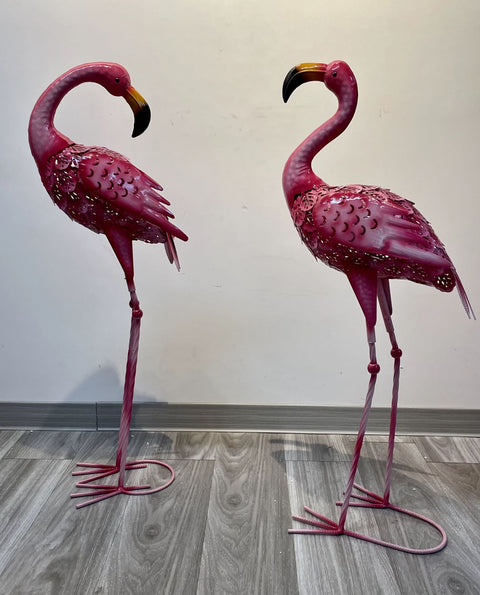 Statues flamant rose extérieur / jardin - (lot 2) - 80 cm