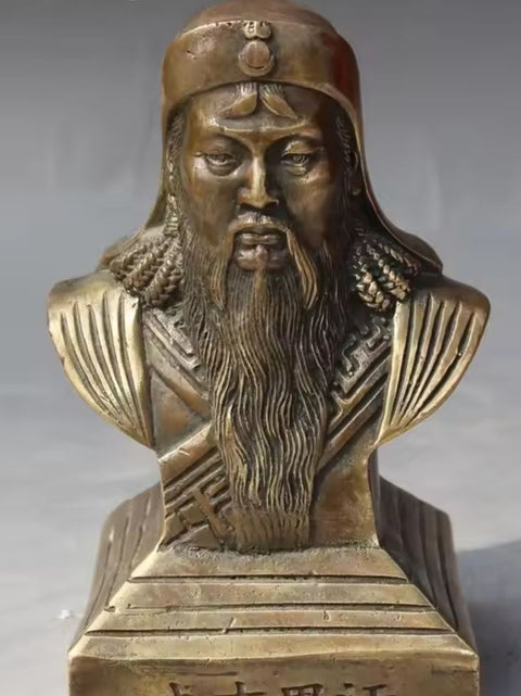 Statue buste Gengis Khan en Laiton 13 cm