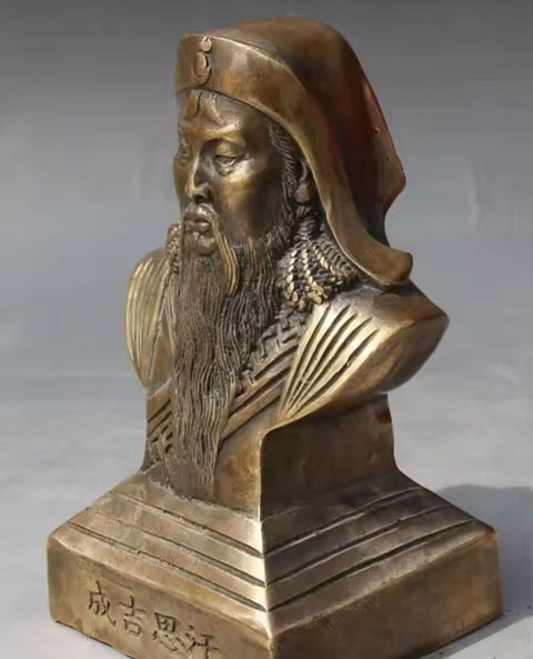 Statue buste Gengis Khan en Laiton 13 cm