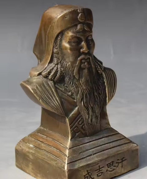 Statue buste Gengis Khan en Laiton 13 cm