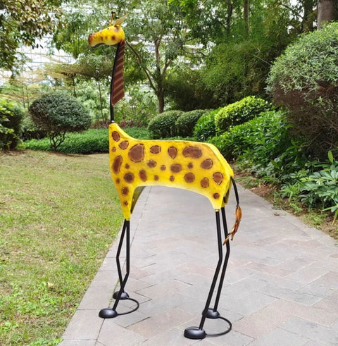 Sculpture girafe design en métal pour extérieur 92 cm