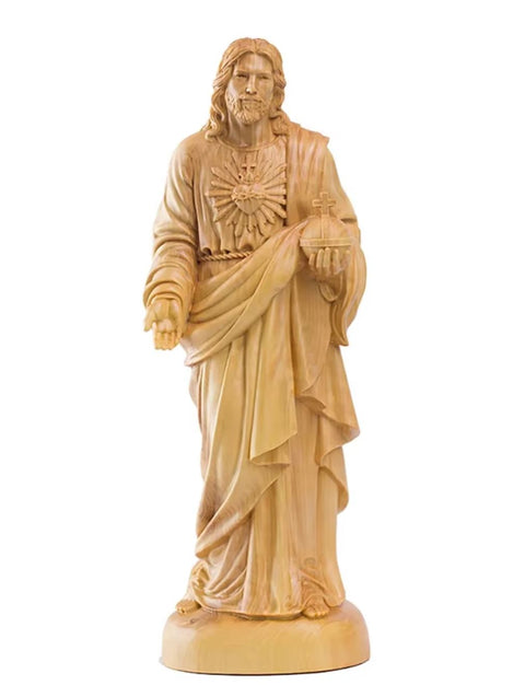 Statue Jesus Christ en bois massif 20 cm