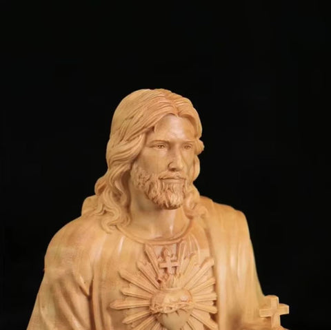 Statue Jesus Christ en bois massif 20 cm