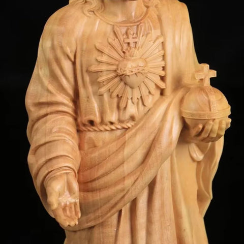 Statue Jesus Christ en bois massif 20 cm