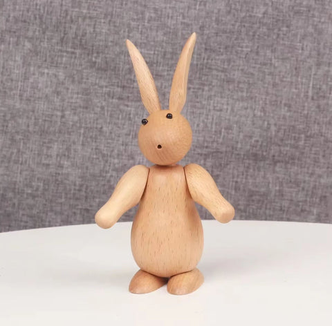 Statue lapins en bois style nordique 15 cm