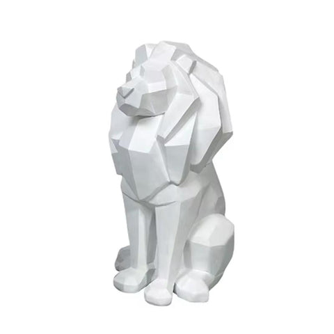 Statue lion origami blanc 26 cm