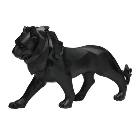 Statue lion debout origami noir 27 cm