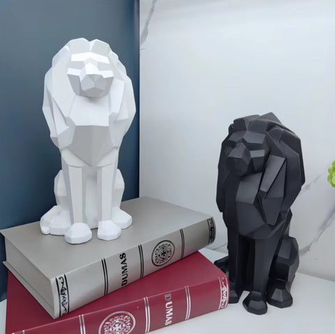 Statue lion origami blanc 26 cm