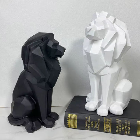 Statue lion origami noire 26 cm