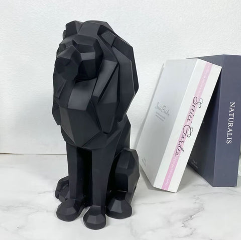 Statue lion origami noire 26 cm