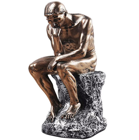 Statue Le Penseur de Rodin effet bronze 24 cm