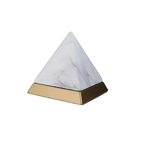 Statue pyramide en Céramique blanc et doré 14 cm