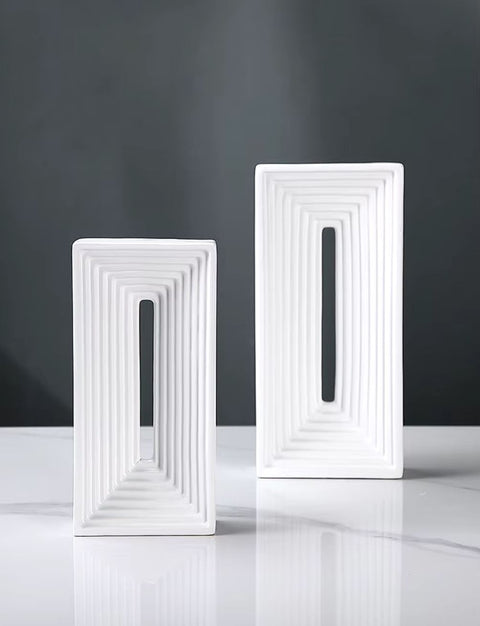 Sculpture en céramique rectangle blanc 30 cm