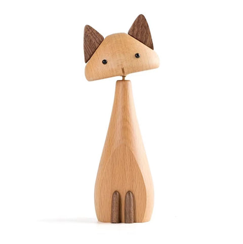 Statue chat en bois style nordique 16 cm